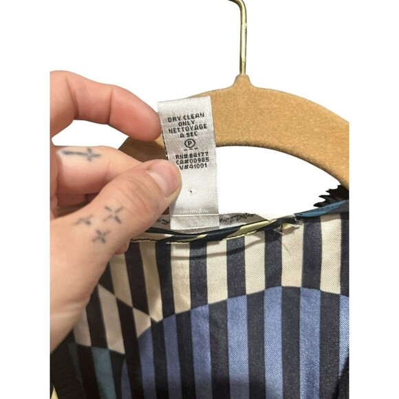 Diane Von Furstenburg Blouse Faux Wrap Silk Striped Multicolor Size 8 Career - Picture 5 of 7